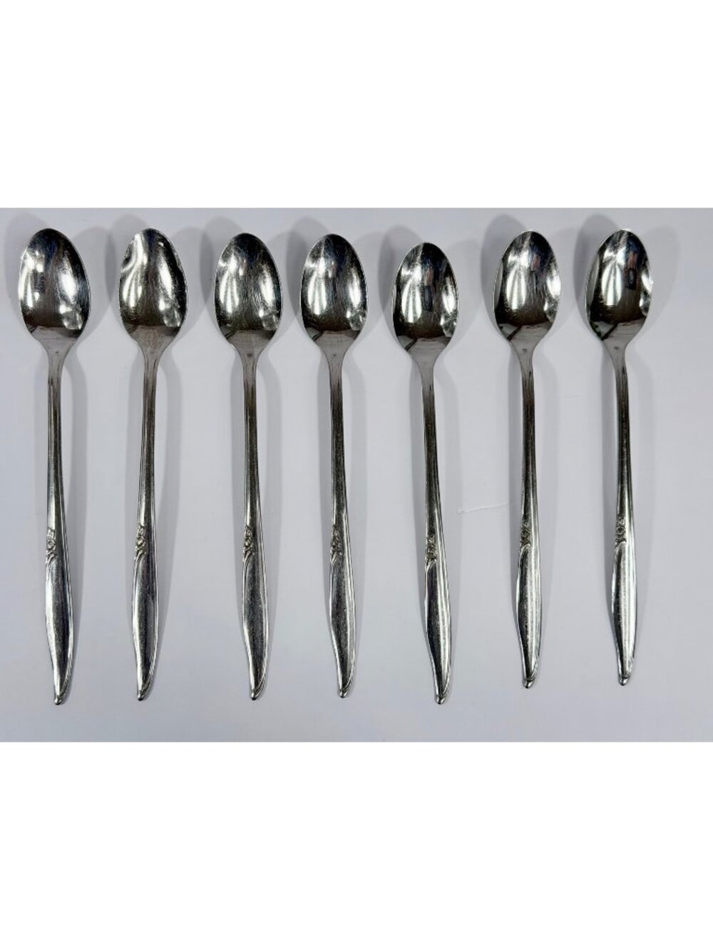 Kenwood Forever Rose Iced Tea Spoon 7½” Set Of 7 Stainless Steel Rose Design Han
